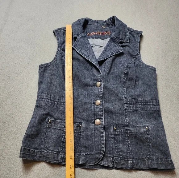 Denim Vest 90s Y2k Contrast Vest - Picture 7 of 7